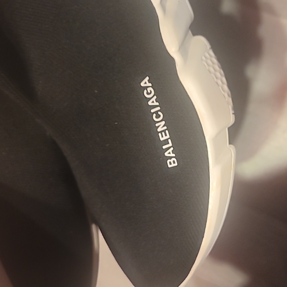 Balenciaga Speed 2.0 Knit Sock Trainer Sneakers Size 8 Black & White - Picture 3 of 9